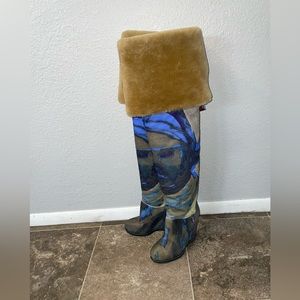 UGG X Claire Tabouret OTK Print Boot Dark Sapphire Over The Knee Boots sz 5 NWOB